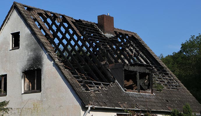 house fire burned roof fire damage restoration