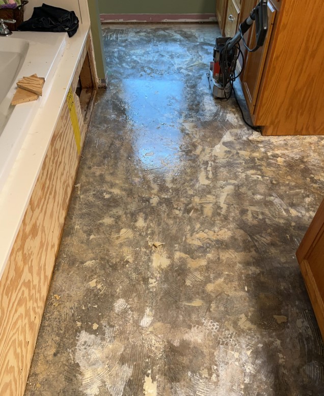 Wet subflooring master bathroom