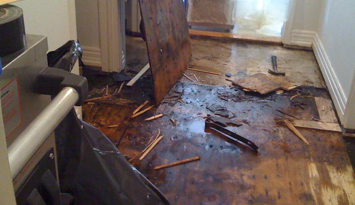 Water damaged dirty floor broken woods