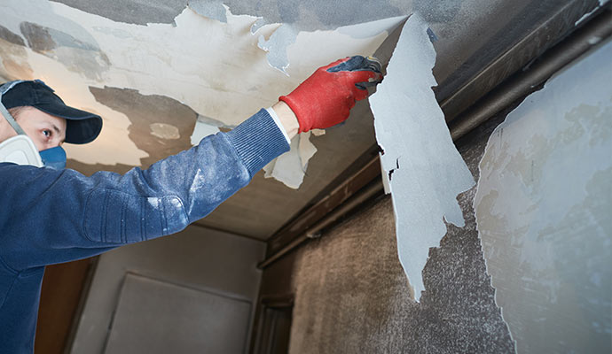 Professional worker removing smoke odor