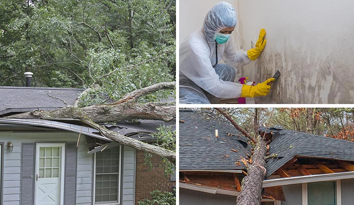 Storm and mold damage restoration service by professional workers in Slidell